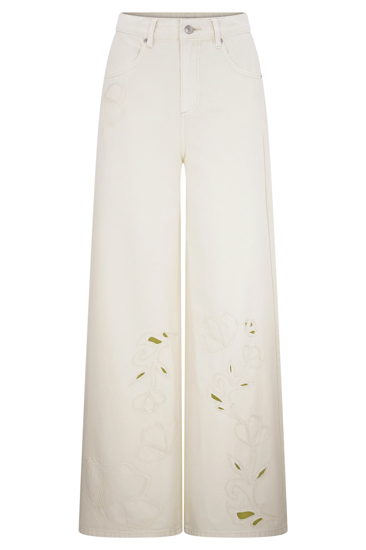 Carmella Embroided Jeans - Ecru