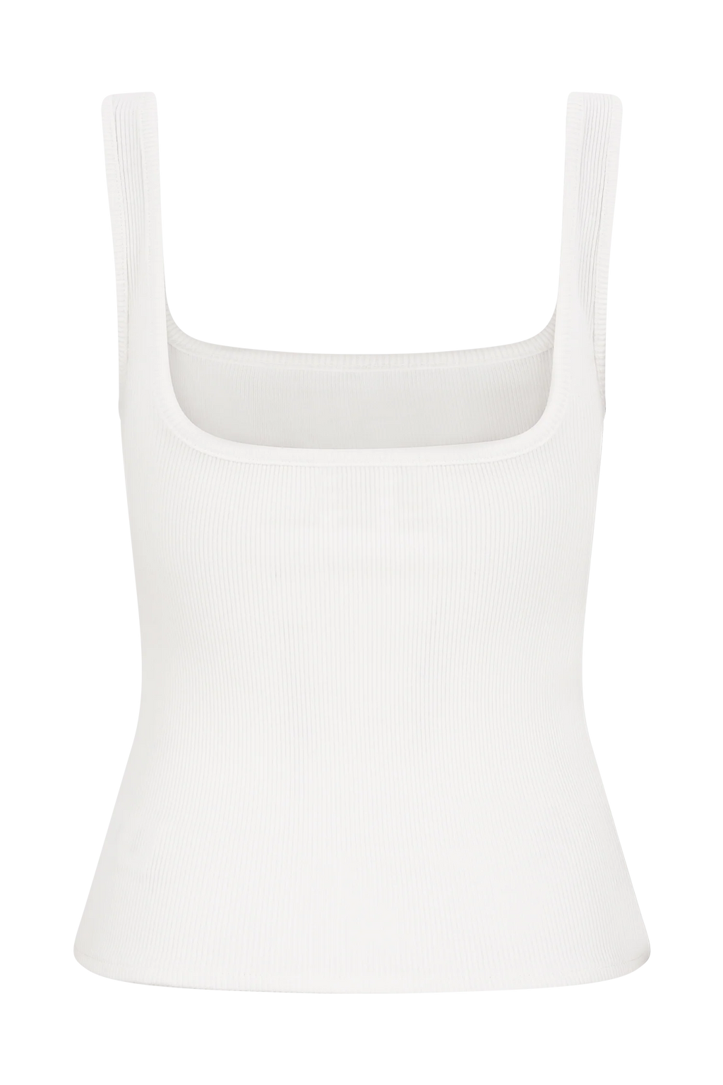 Aisling Ribbed Square Neck Sleeveless Top - Ivory