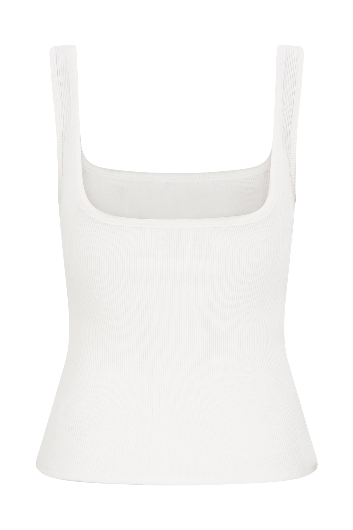 Aisling Ribbed Square Neck Sleeveless Top - Ivory