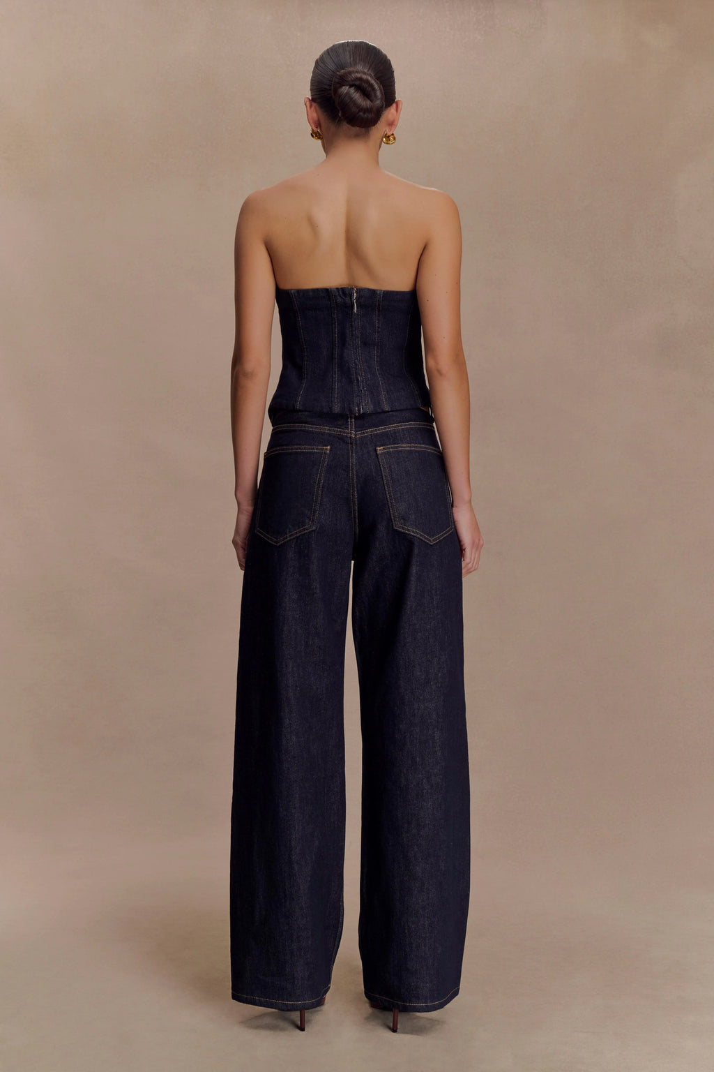 Monte Strapless Denim Corset - Washed Indigo Blue