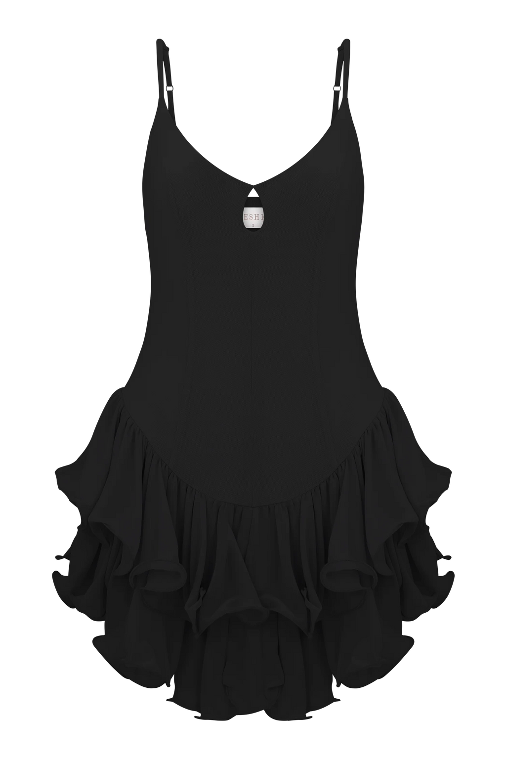 Calantha Ruffle Mesh Mini Dress - Black