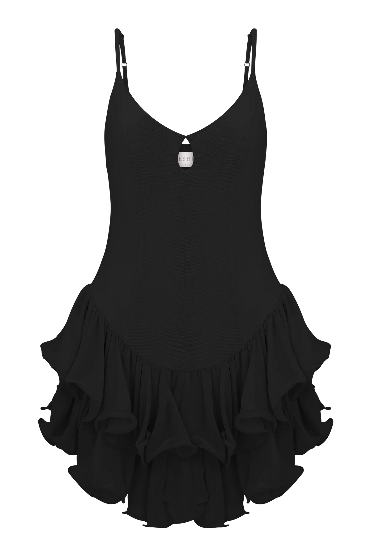 Calantha Ruffle Mesh Mini Dress - Black