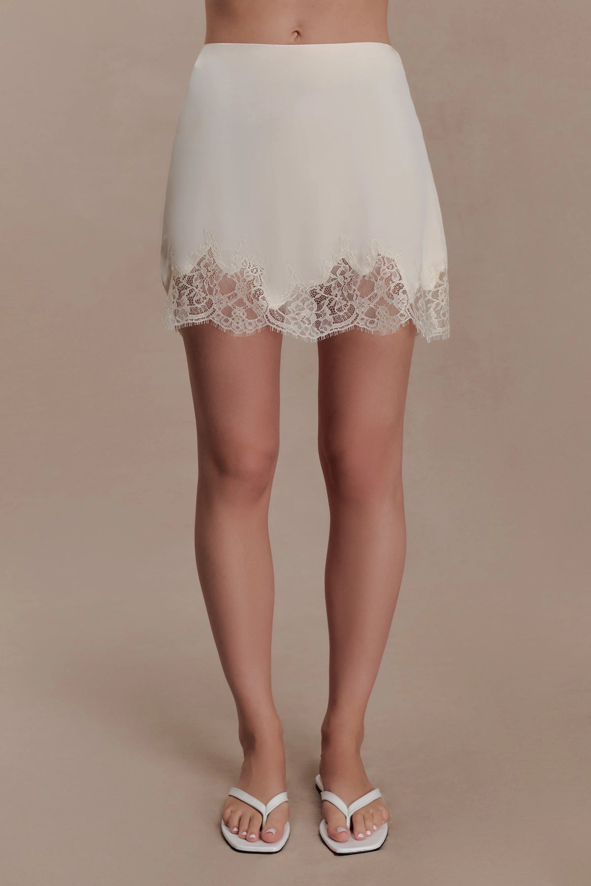 Nina Lace And Satin Mini Skirt - Ivory