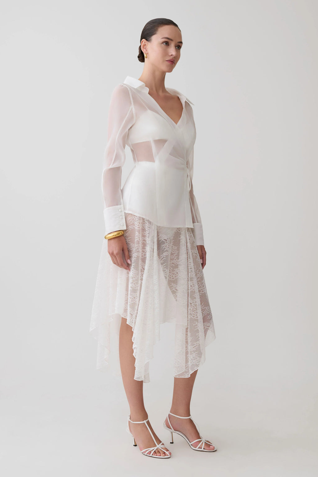 Haime Lace Hankie Midi Skirt - Ivory