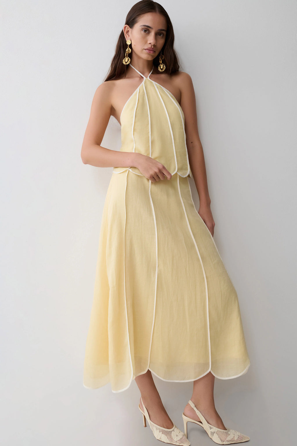 Georgia Panelled Midi Skirt - Butter