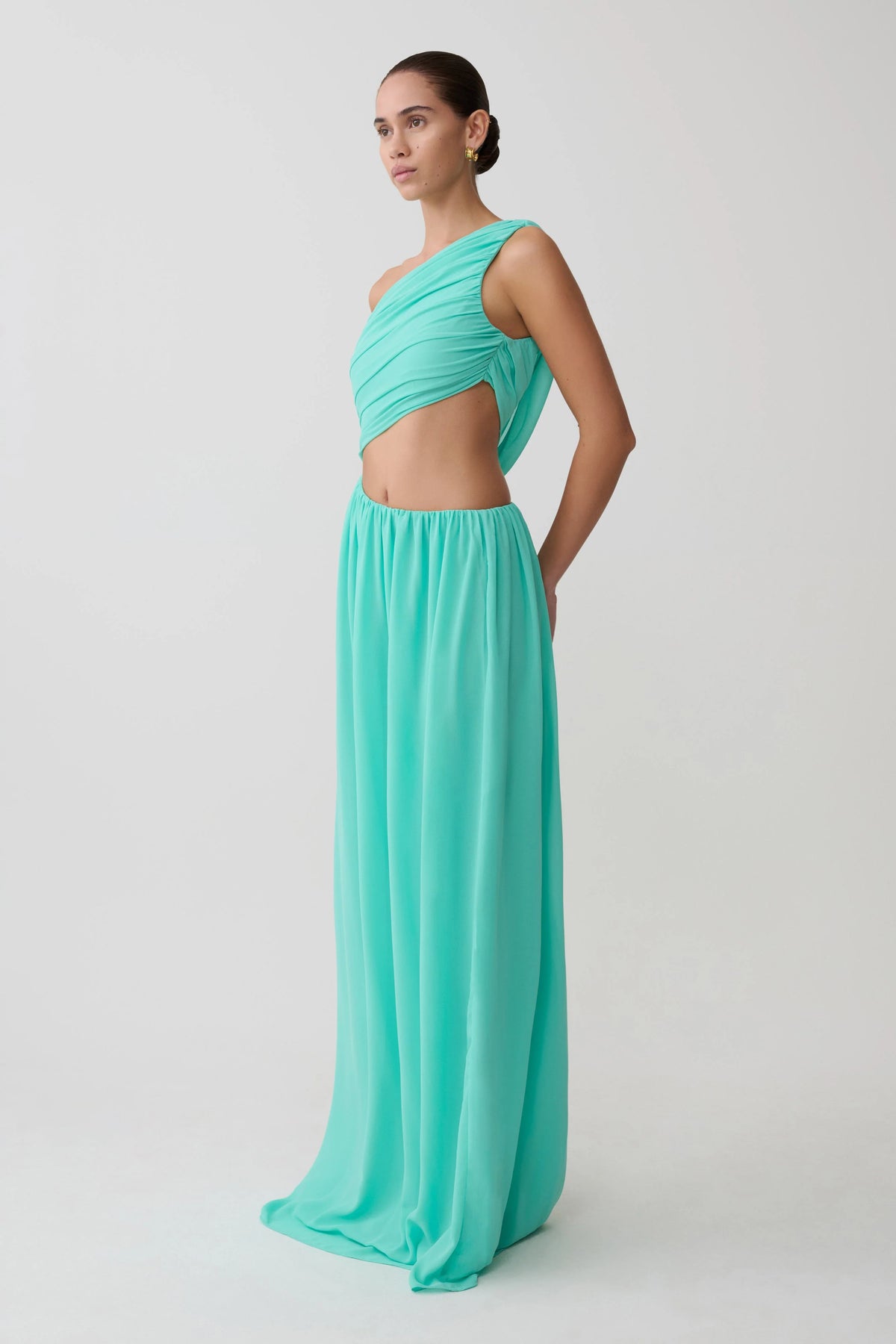 Aria Chiffon Cut Out Maxi Dress - Lagoon
