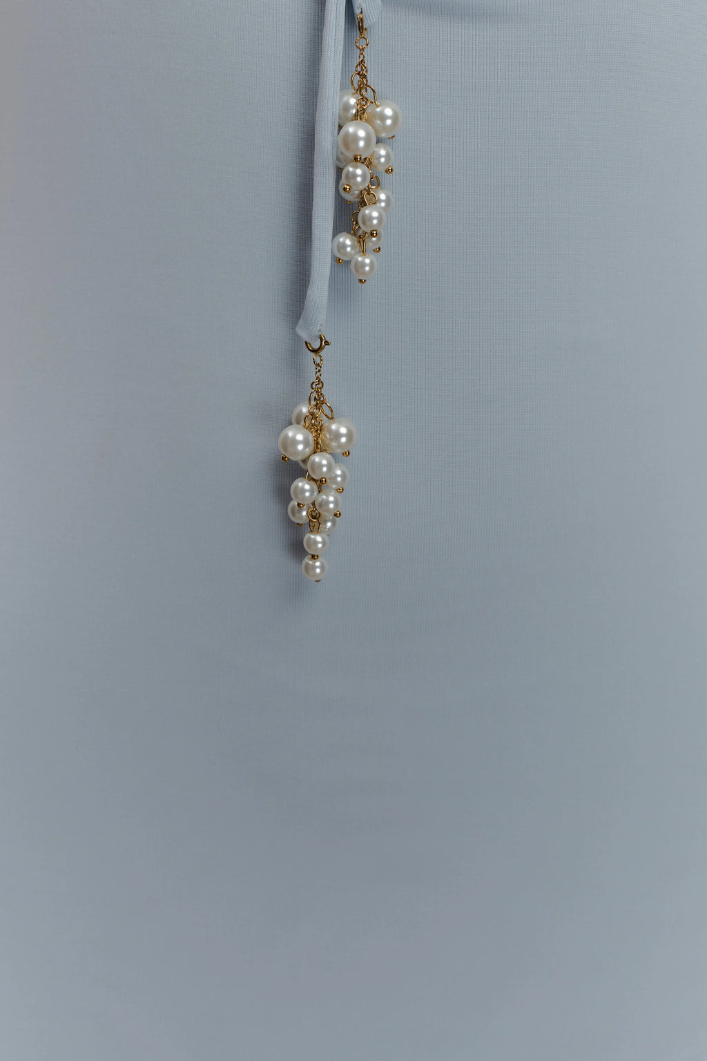 Beryl Slinky Maxi Dress With Pearls - Pale Blue