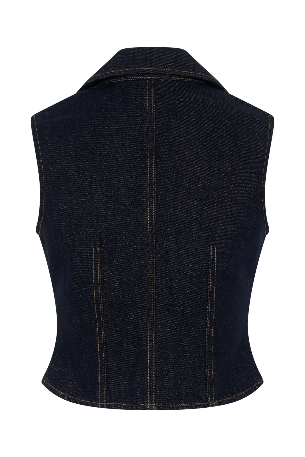 Shona Denim Vest With Decorative Buttons - Washed Indigo Blue