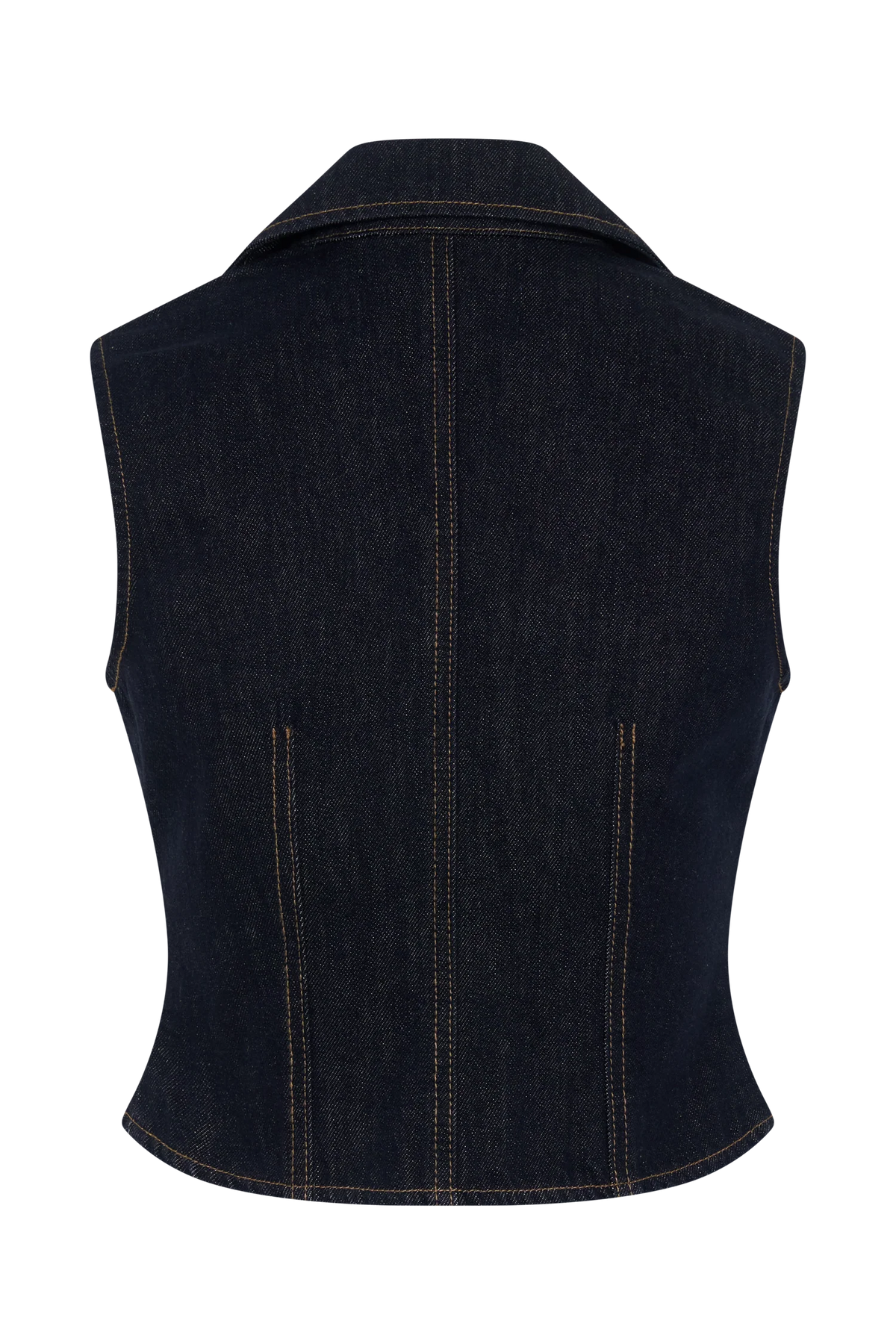 Shona Denim Vest With Decorative Buttons - Washed Indigo Blue