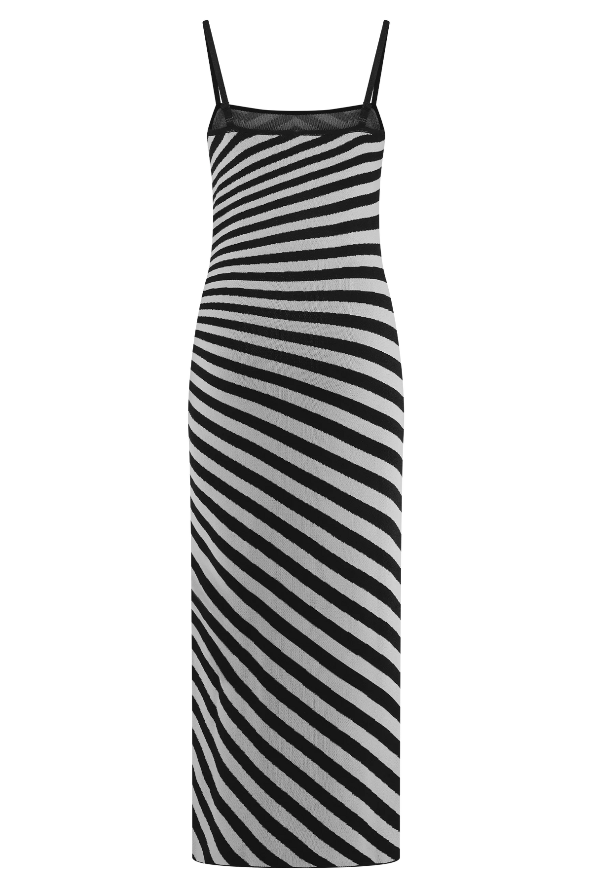 Raven Striped Knit Midi Dress - Black/White