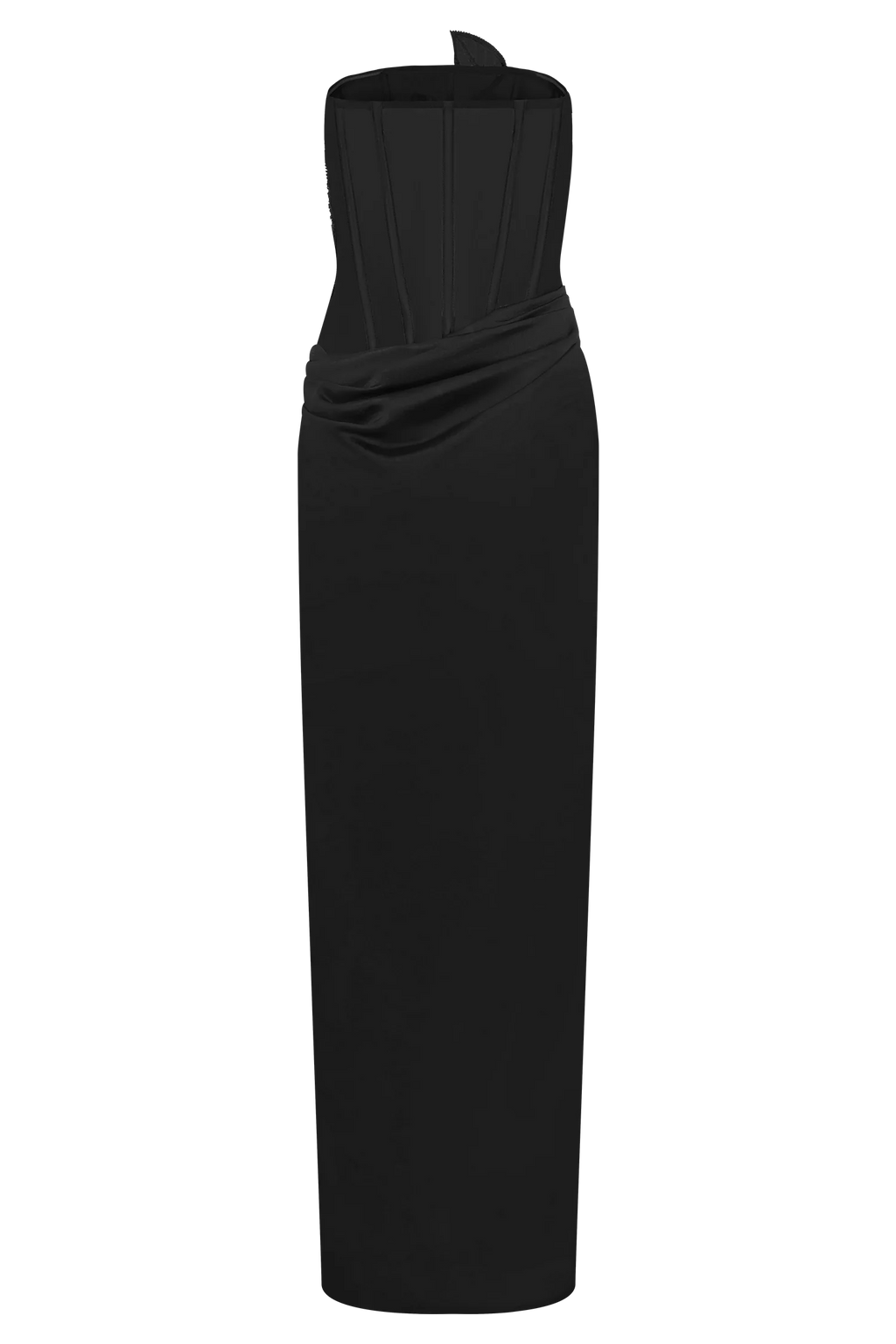 Asha Floral Mesh And Satin Maxi Dress - Black