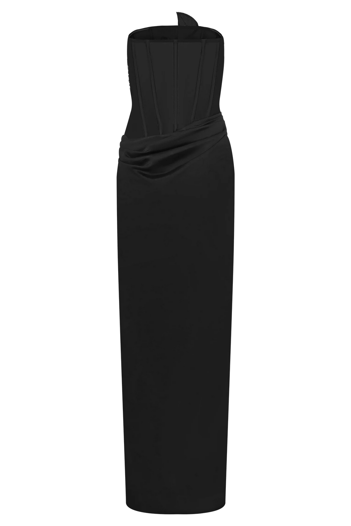 Asha Floral Mesh And Satin Maxi Dress - Black