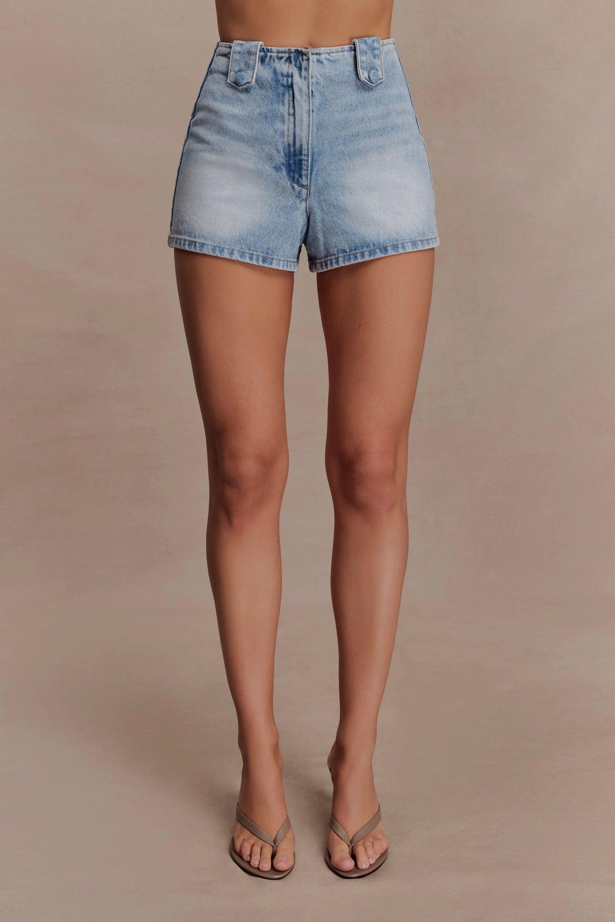 Erin Mid Rise Denim Shorts - Washed Light Blue