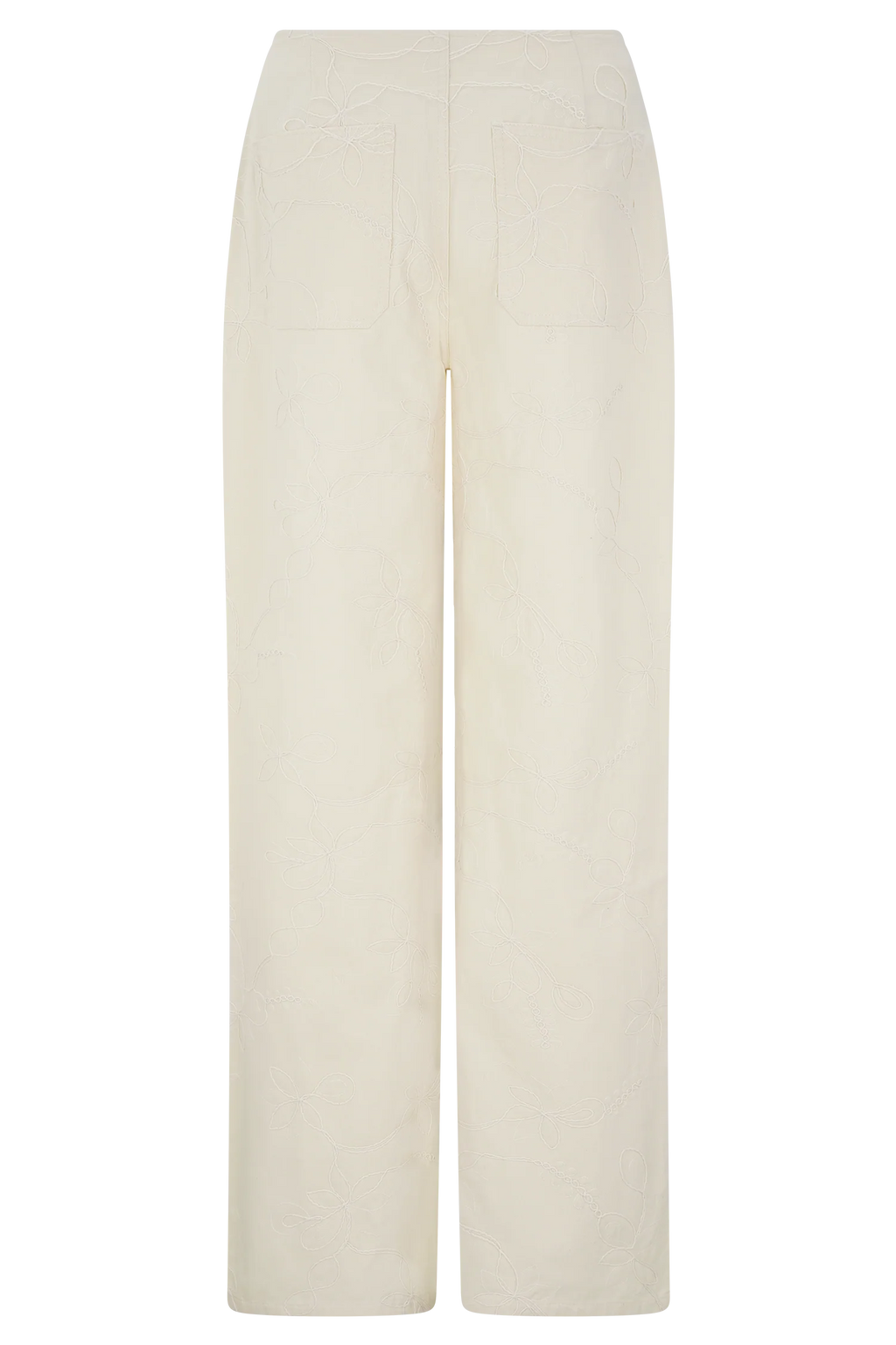 Ebony Embroidered Denim Jeans - Cream