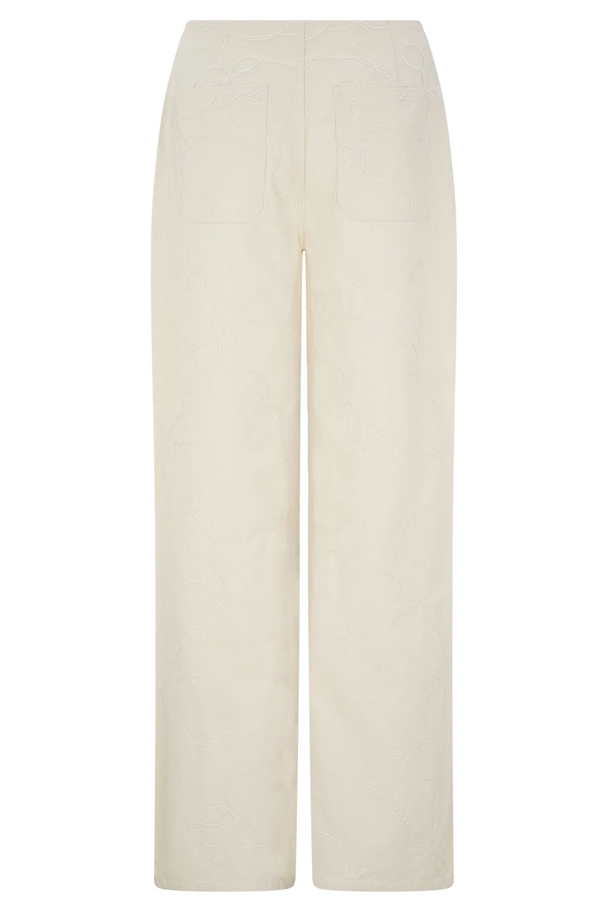 Ebony Embroidered Denim Jeans - Cream