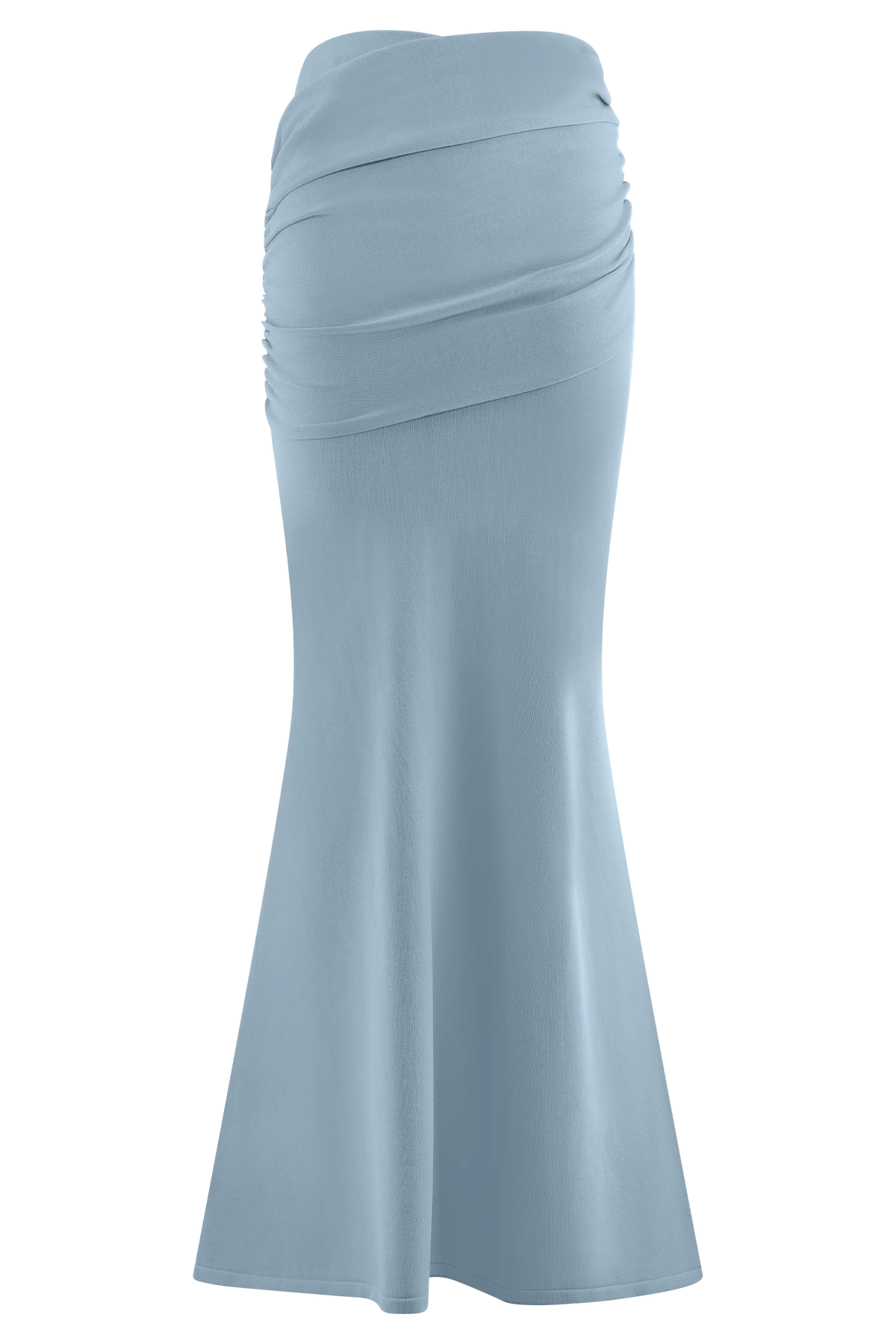 Irene Gathered Knit Maxi Skirt - Blue