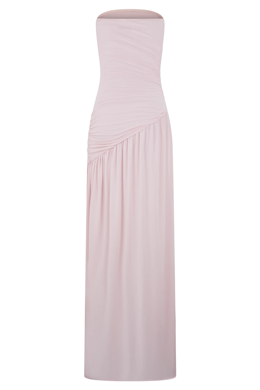 Bex Strapless Slinky Maxi Dress With Split - Pale Pink