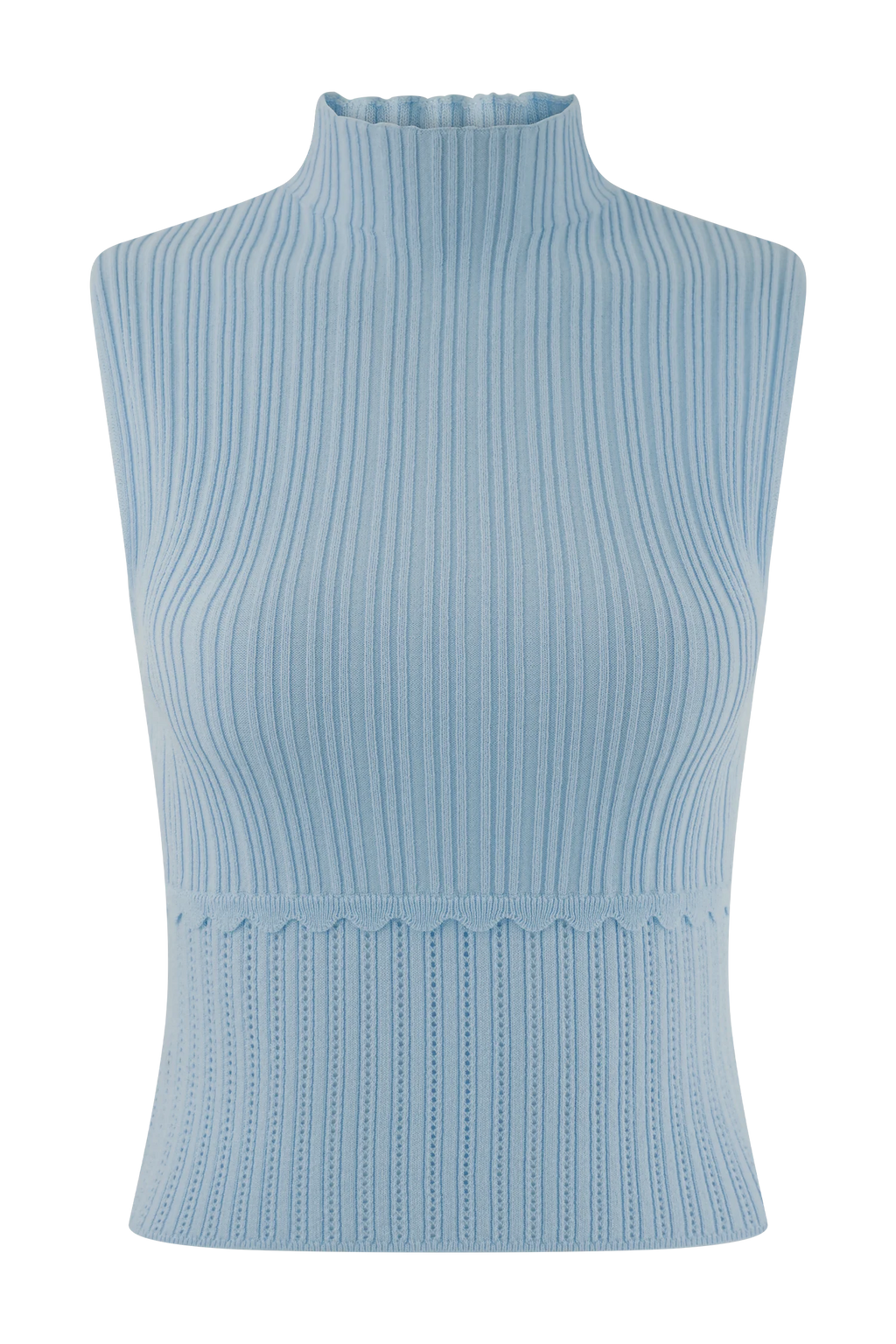 Indy Pointelle Knit Top - Cornflower Blue