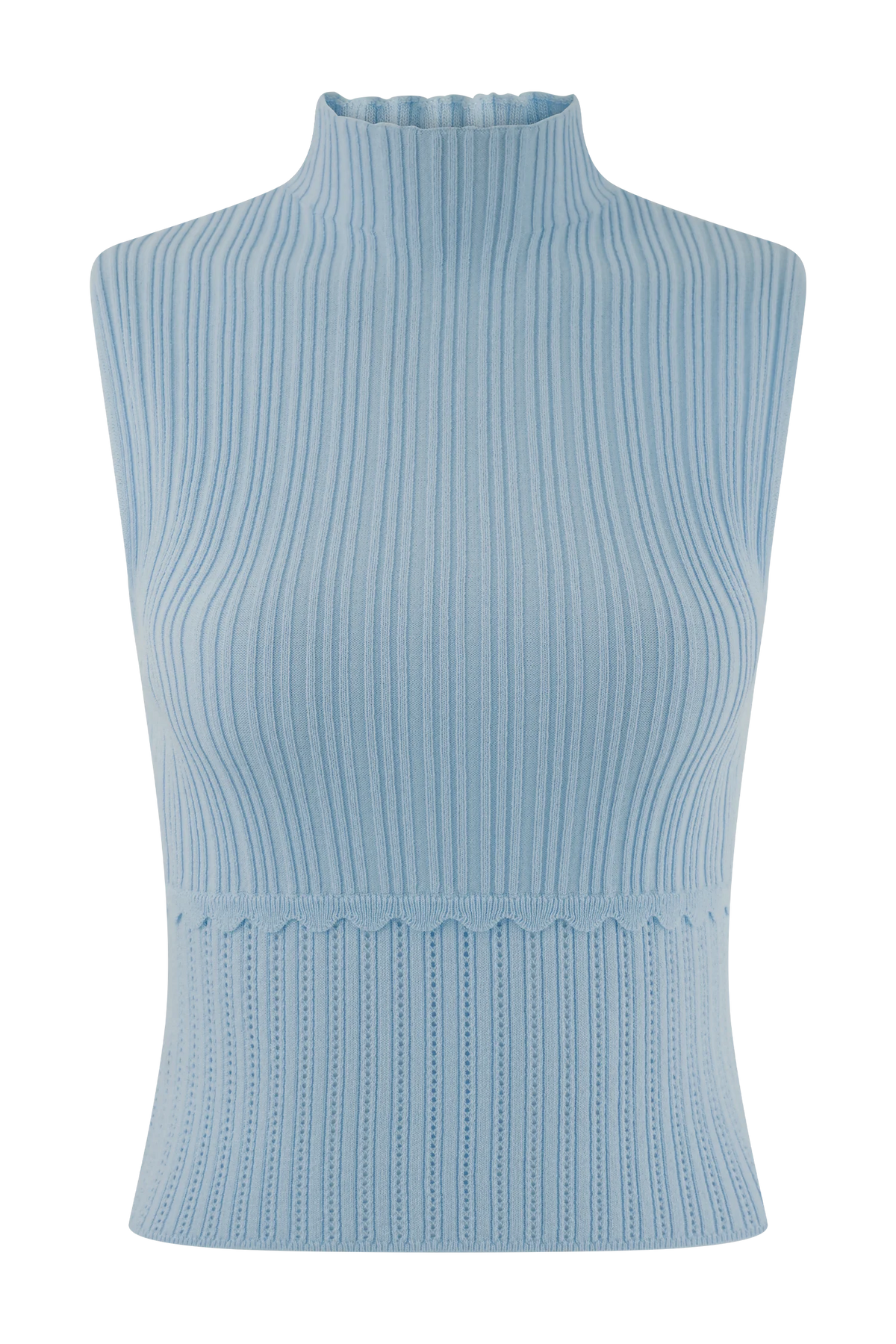 Indy Pointelle Knit Top - Cornflower Blue
