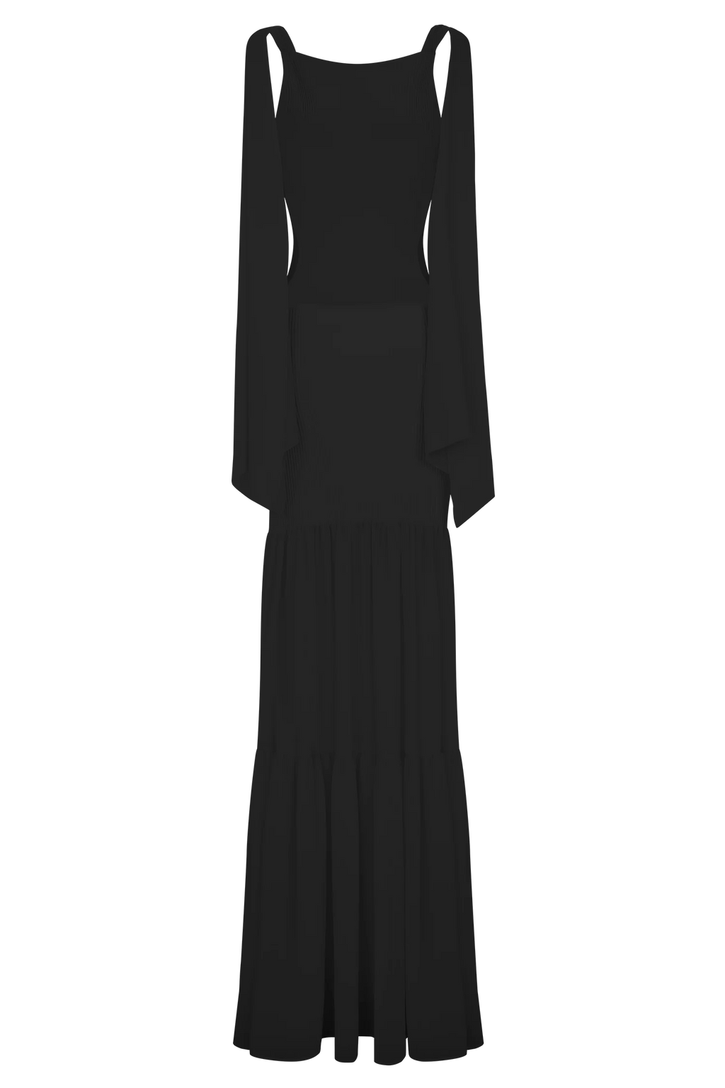 Haille Knit Chiffon Maxi Dress - Black