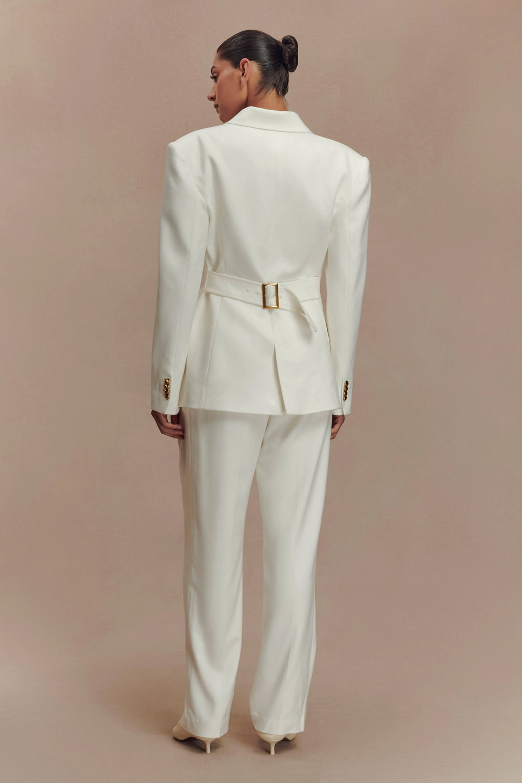 Penelope Pleated High Waisted Pants - Ivory