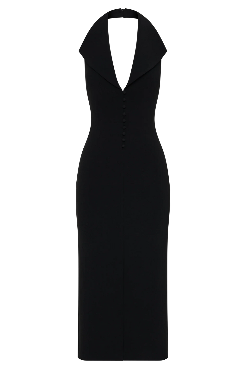 Annita Crepe Halter Midi Dress - Black