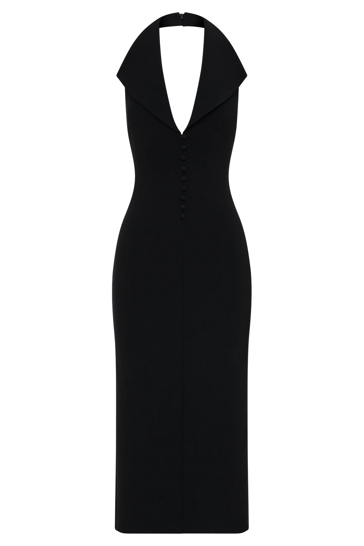 Annita Crepe Halter Midi Dress - Black