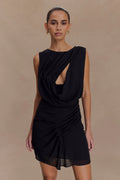 Oria Chiffon Mini Dress - Black