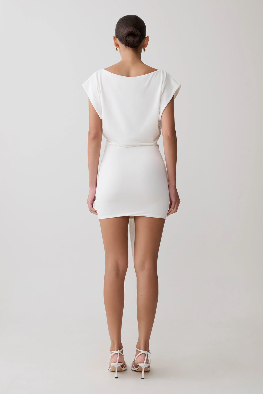 Maiara Shortsleeve Slinky Tie Mini Dress - White