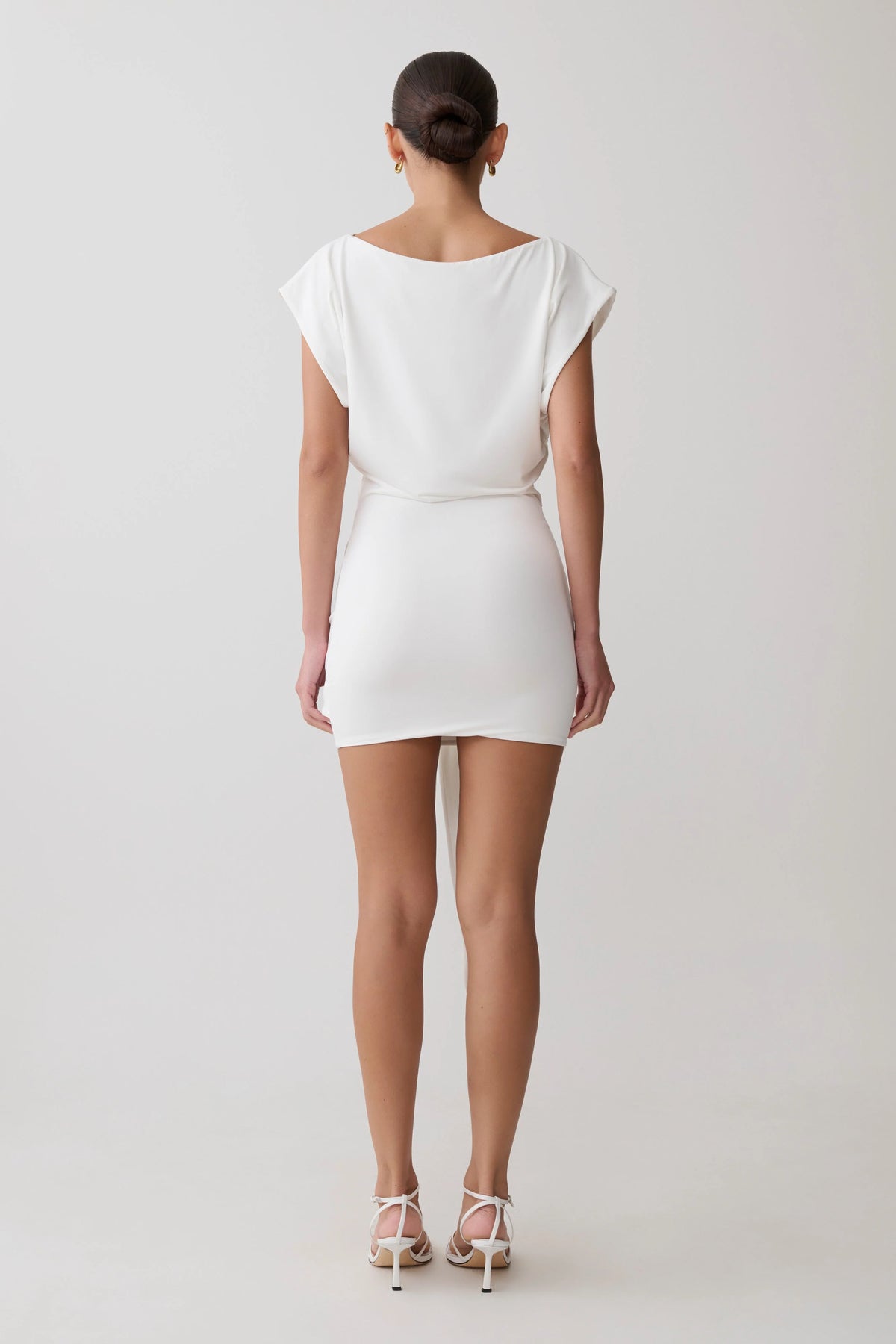 Maiara Shortsleeve Slinky Tie Mini Dress - White