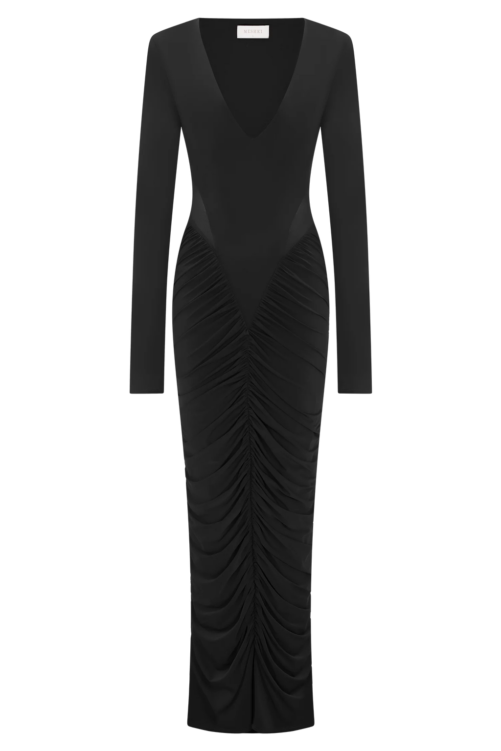 Louanne Slinky Long Sleeve Maxi Dress - Black