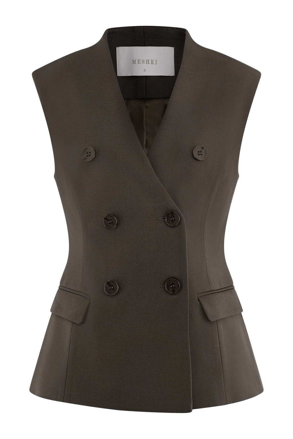 Penelope Suiting Sleeveless Blazer - Chocolate