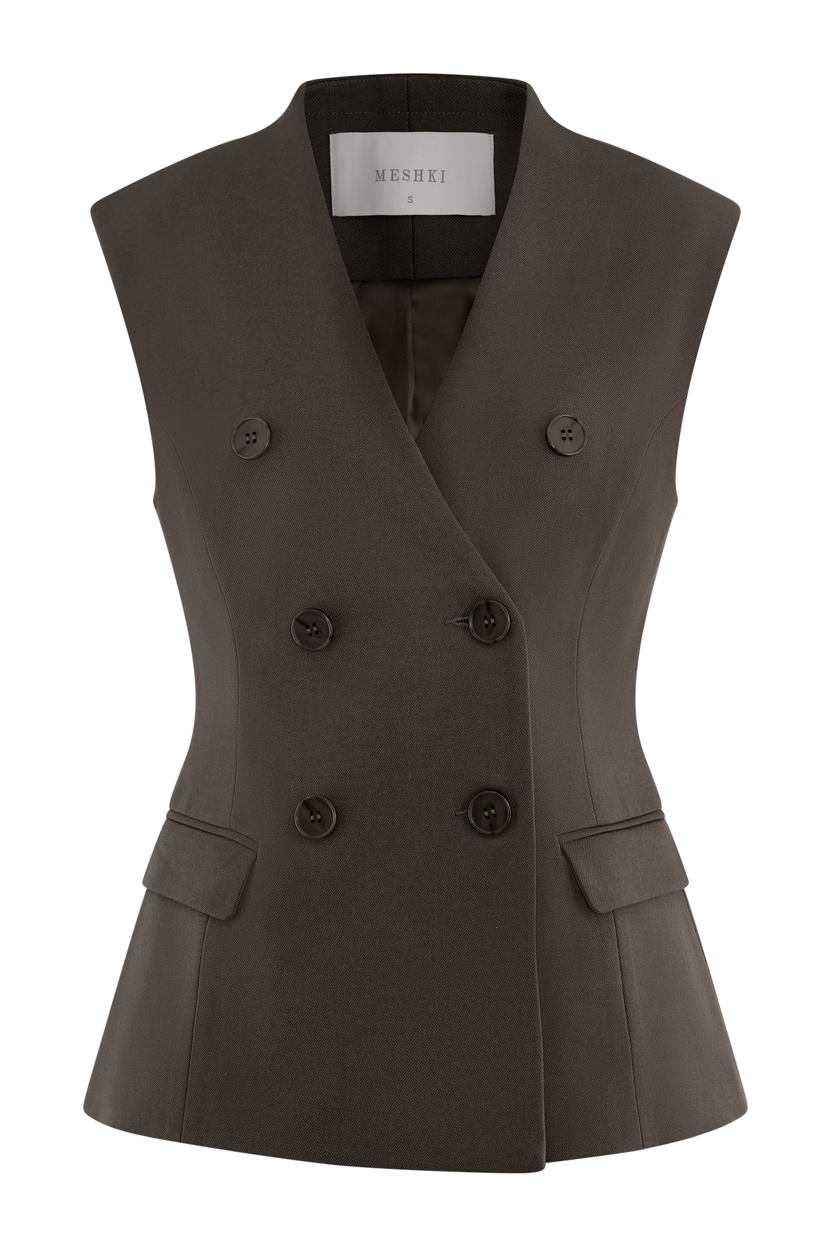 Penelope Suiting Sleeveless Blazer - Chocolate
