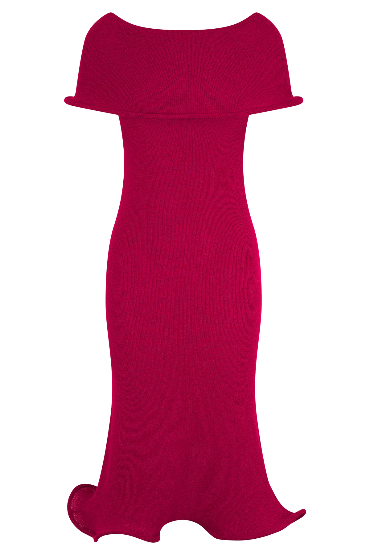Molly Off Shoulder Knit Midi Dress - Raspberry