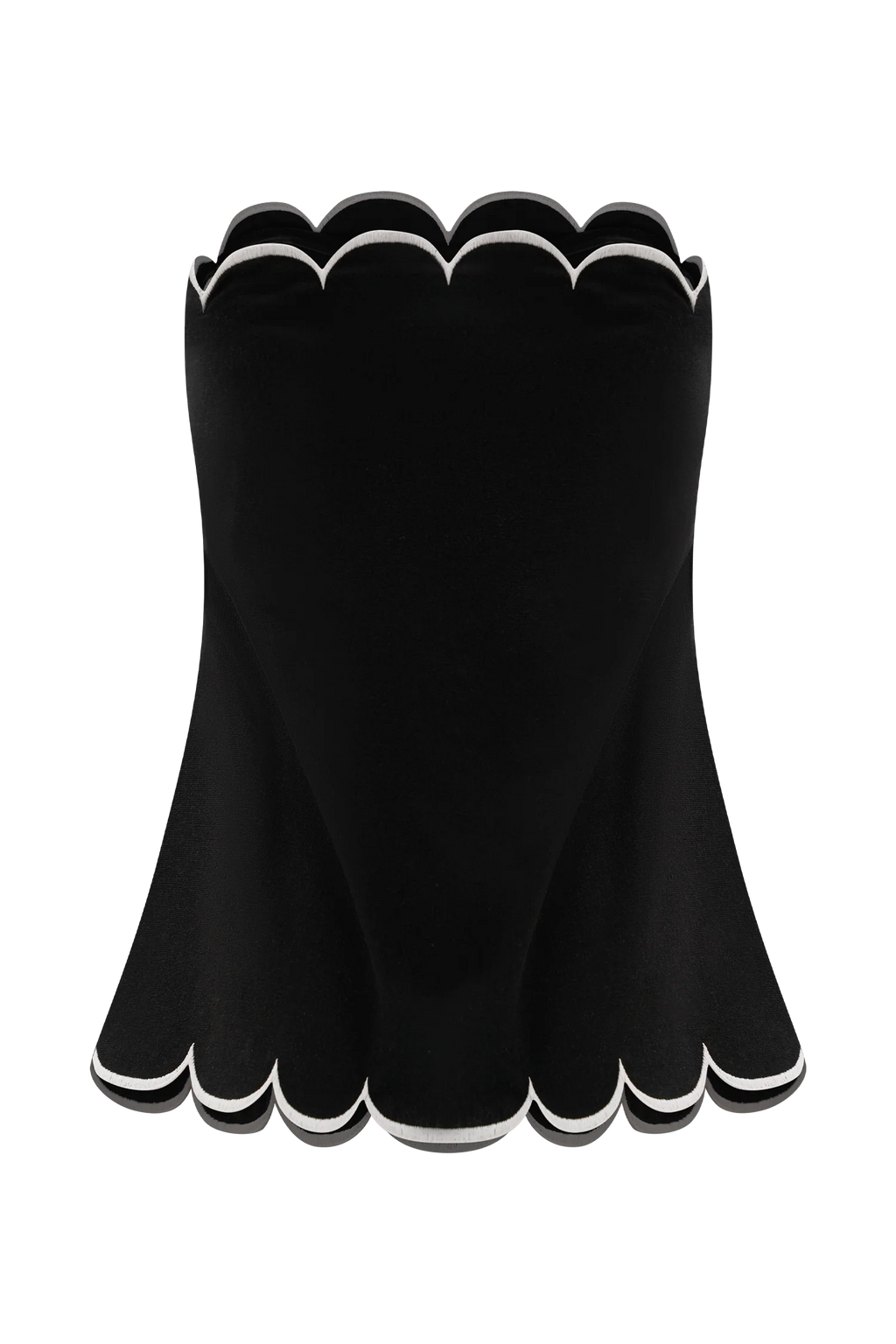 Judith Strapless Scallop Top - Black