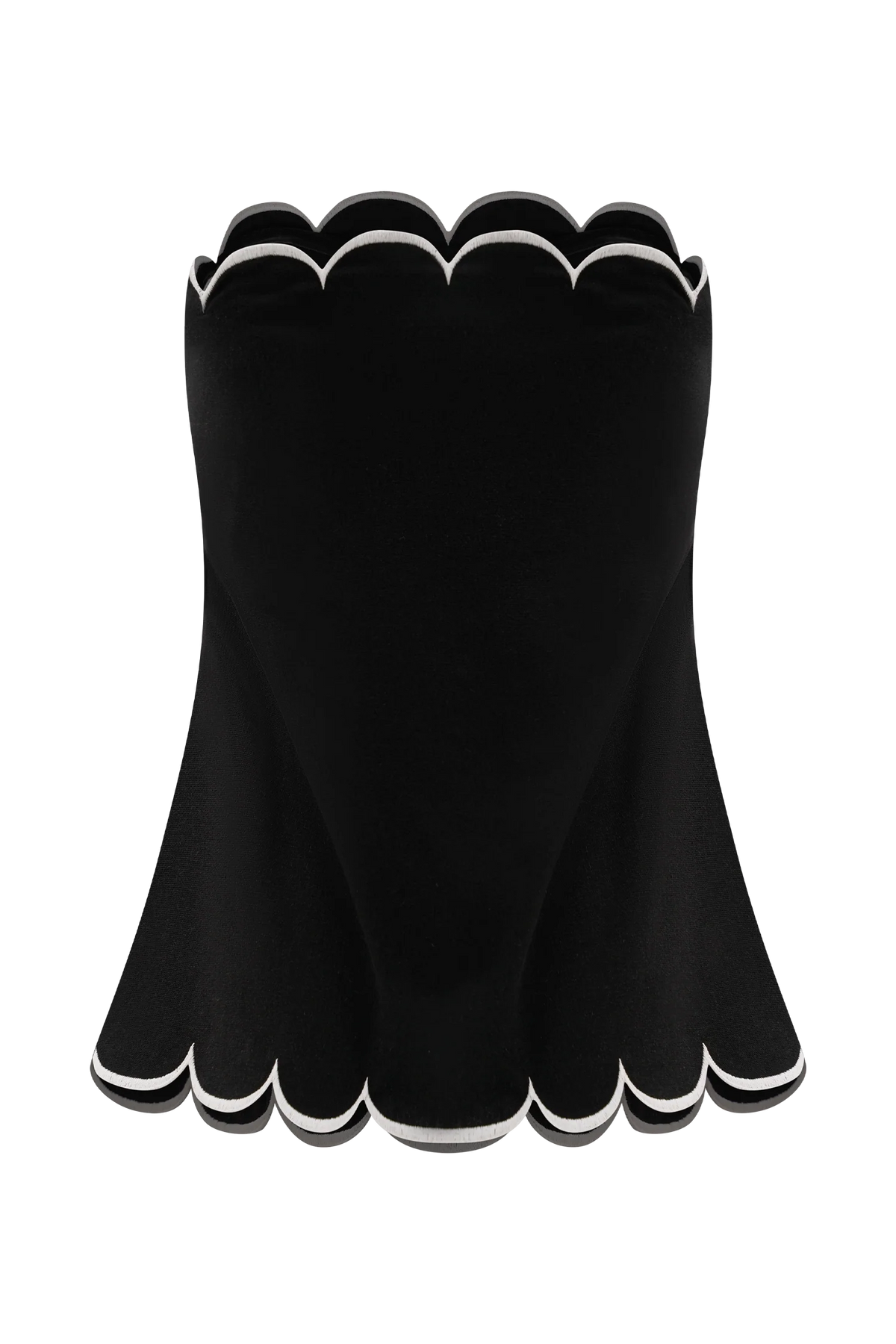 Judith Strapless Scallop Top - Black