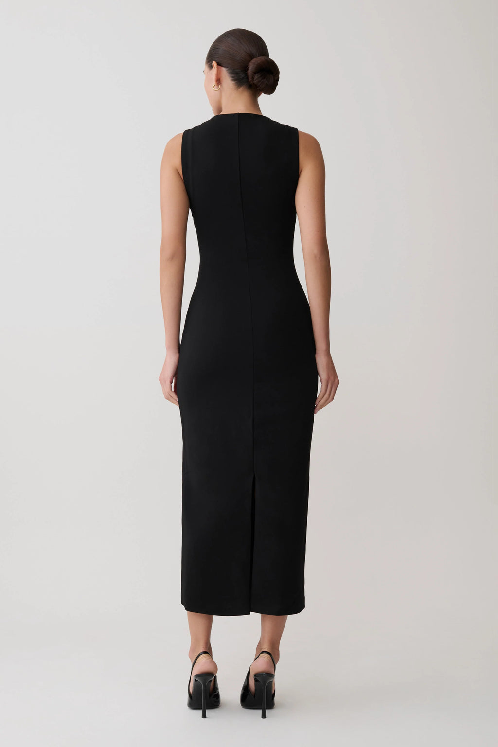 Norah Sleeveless Crepe Midi Dress - Black