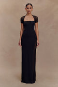 Wyatt Slinky And Mesh Maxi Dress - Black