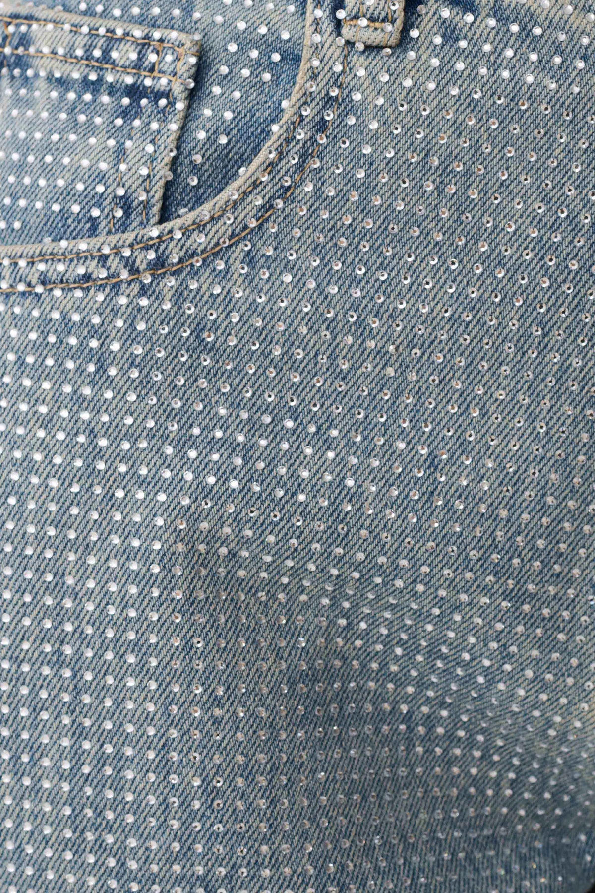 Tyla Diamante Denim Jeans - Blue/Green