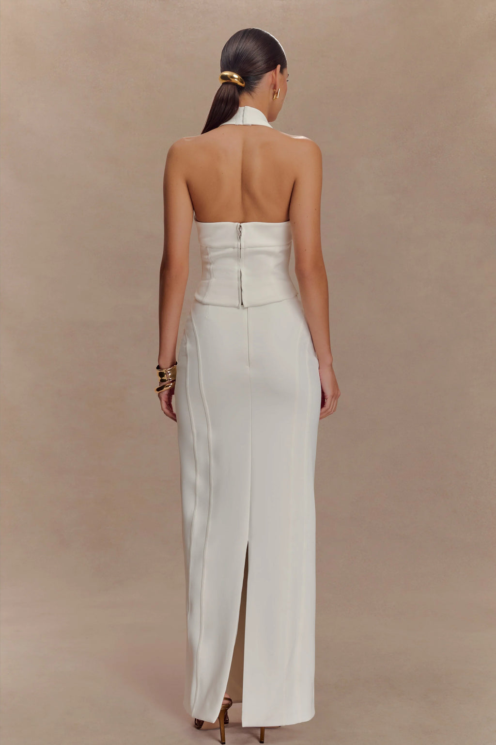 Alma High Waist Maxi Skirt - White