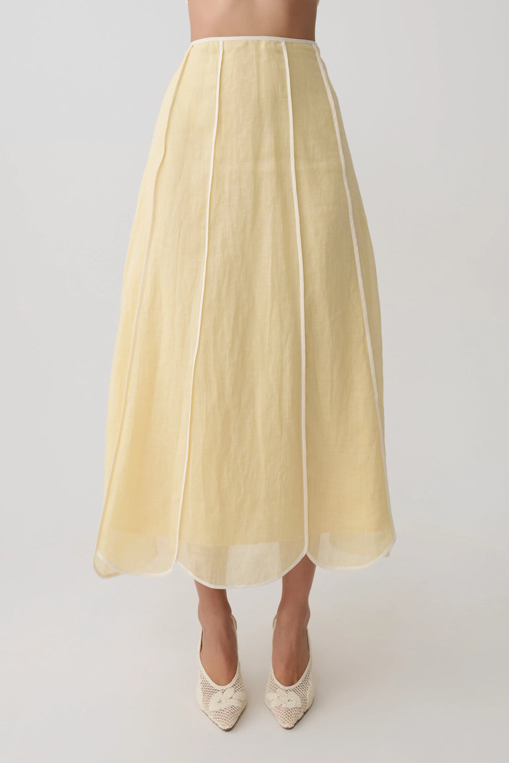 Georgia Panelled Midi Skirt - Butter