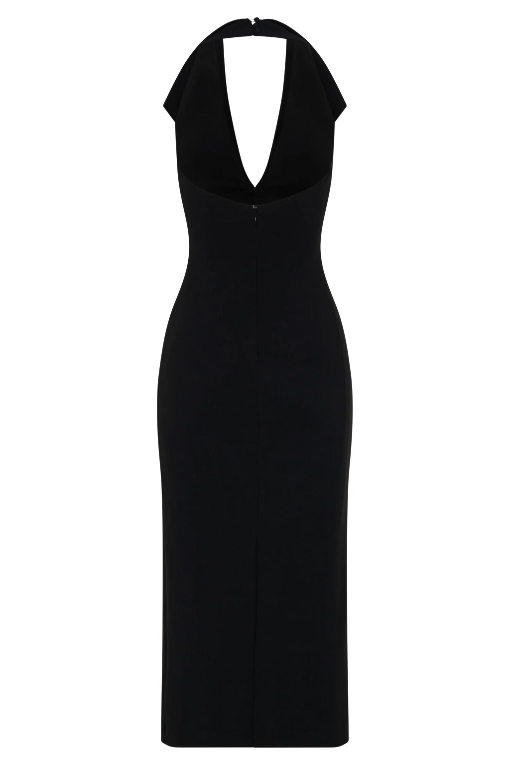 Annita Crepe Halter Midi Dress - Black