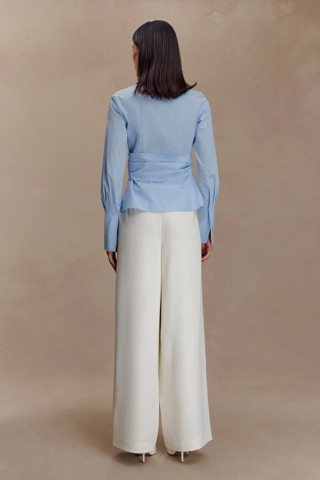 Eugenia Wrap Cotton Shirt - Blue