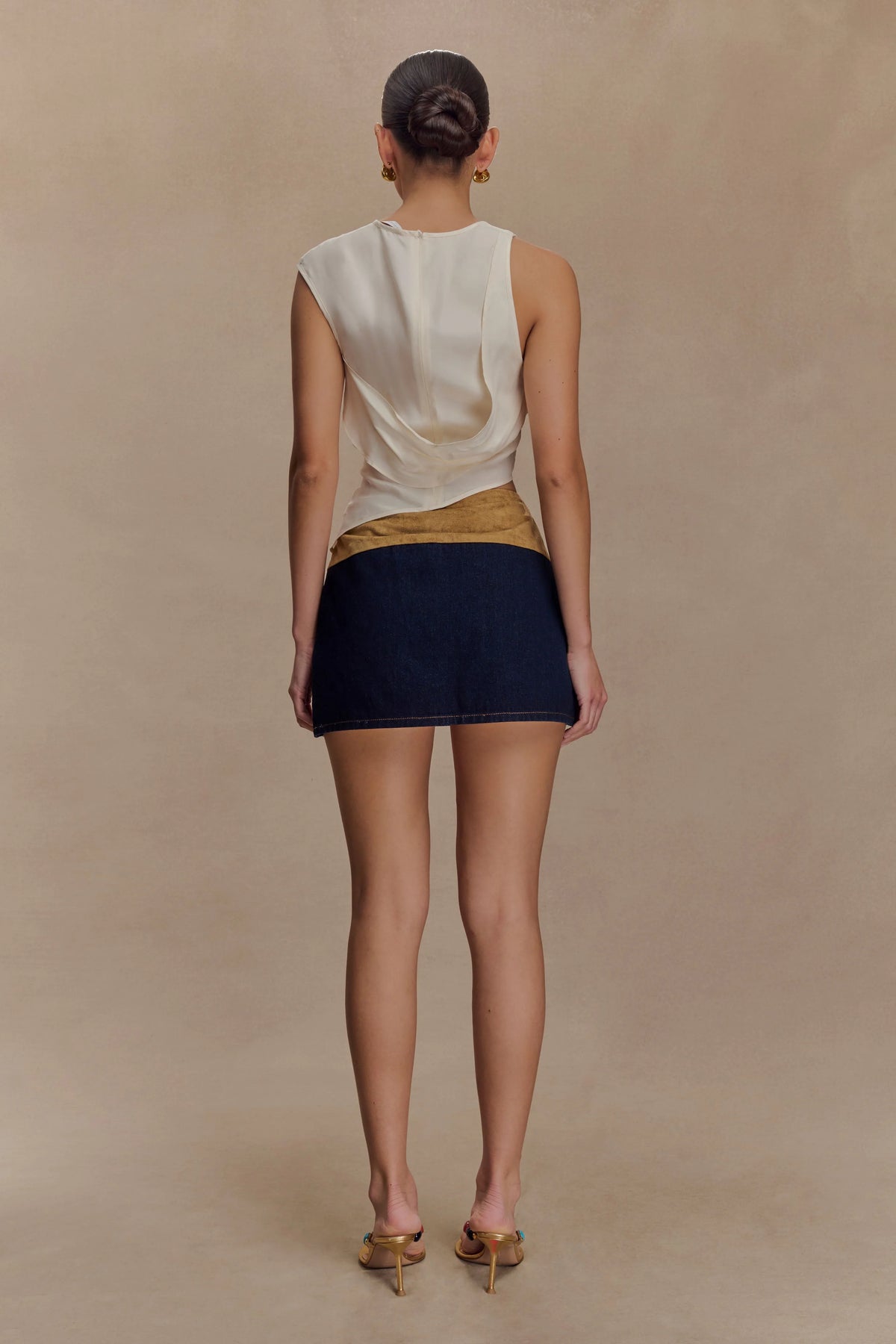 Miranda Faux Suede Belted Denim Mini Skirt - Indigo Blue