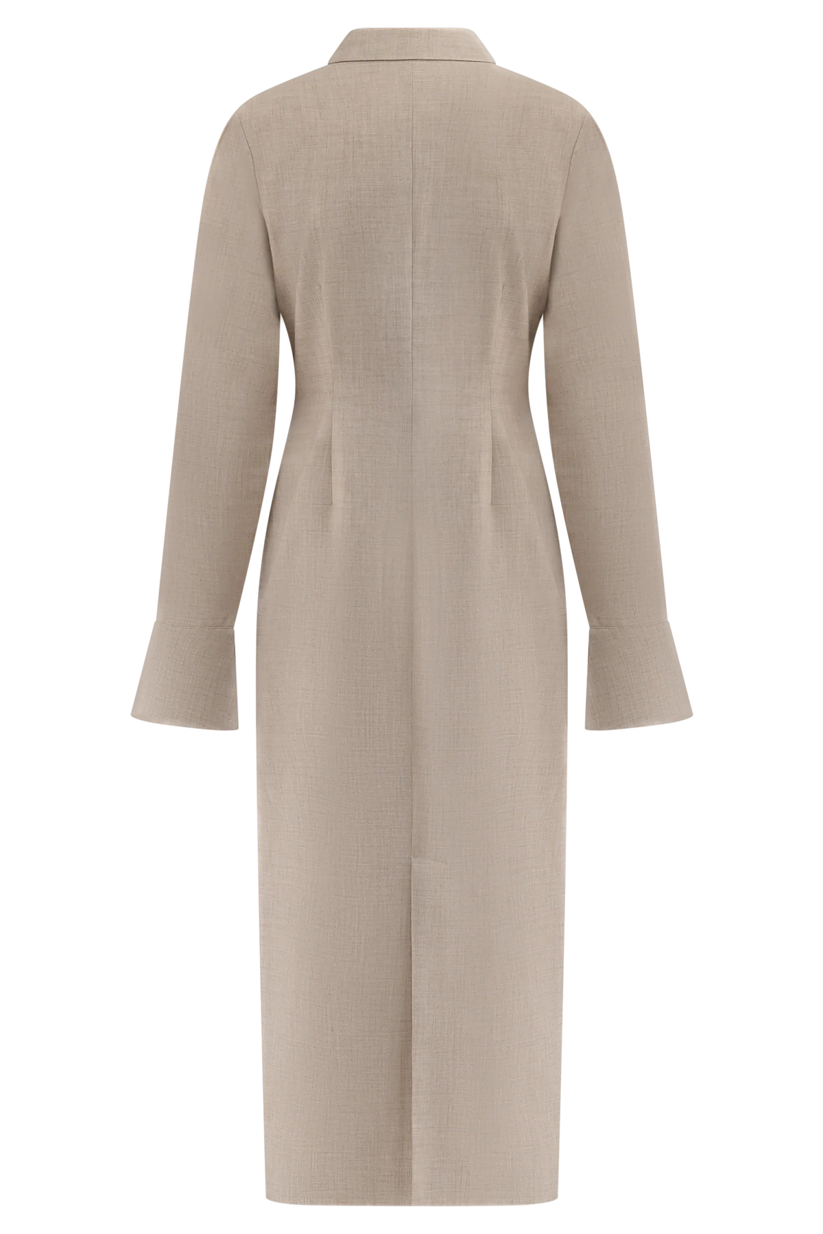 Dorian Fitted Shirt Midi Dress - Wheat Marle