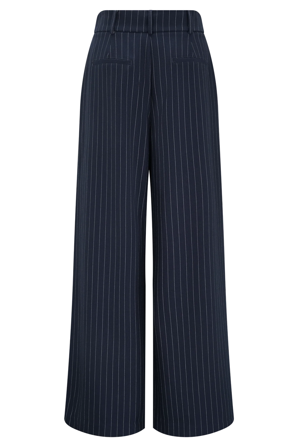 Jacqueline Pleated Wide Leg Pants - Navy Pinstripe
