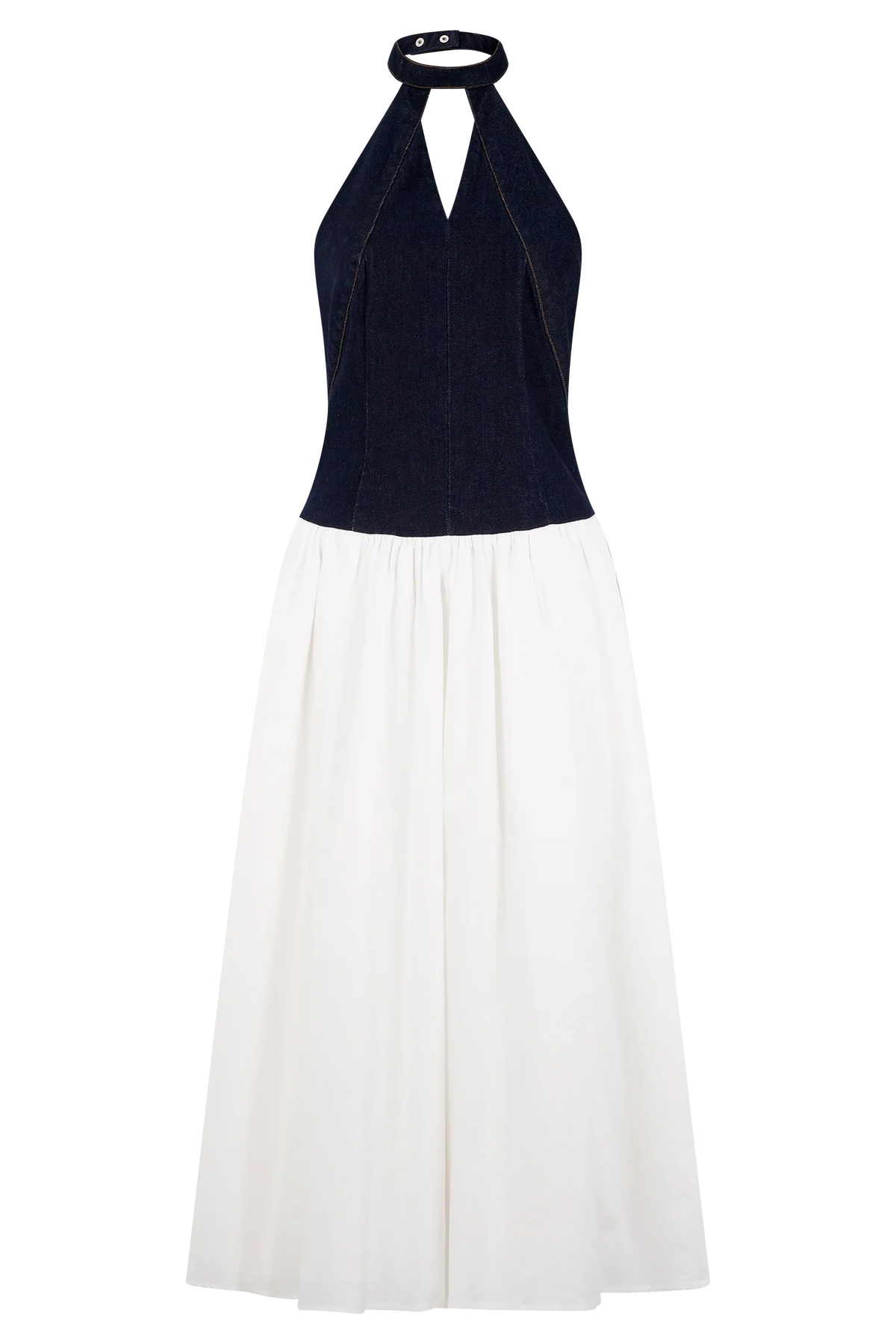 Ashwin Denim Cotton Midi Dress - Indigo Blue