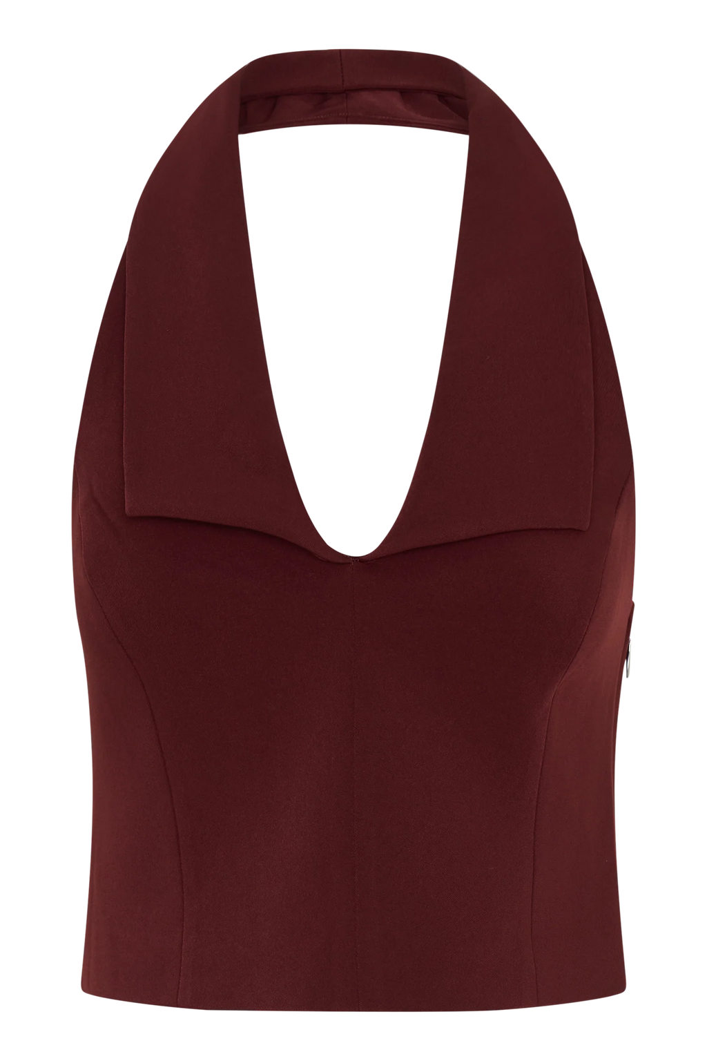 Calla Collared Sleeveless Halter Top - Merlot