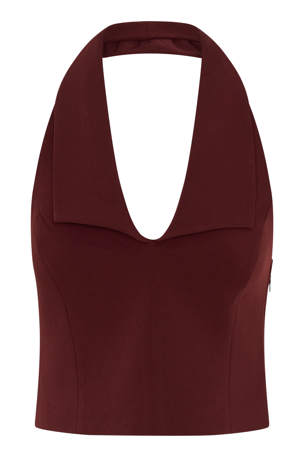 Calla Collared Sleeveless Halter Top - Merlot