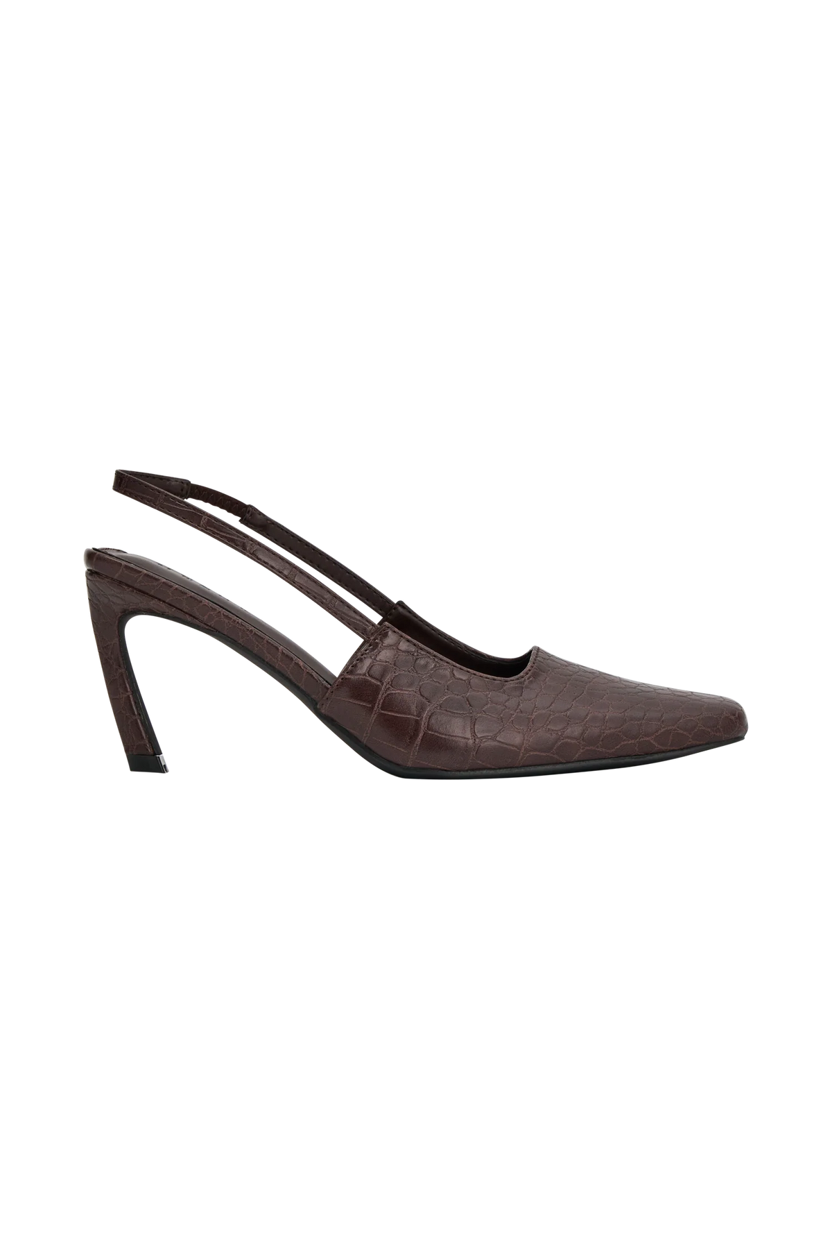 Maren Faux Leather Crocodile Heel - Chocolate